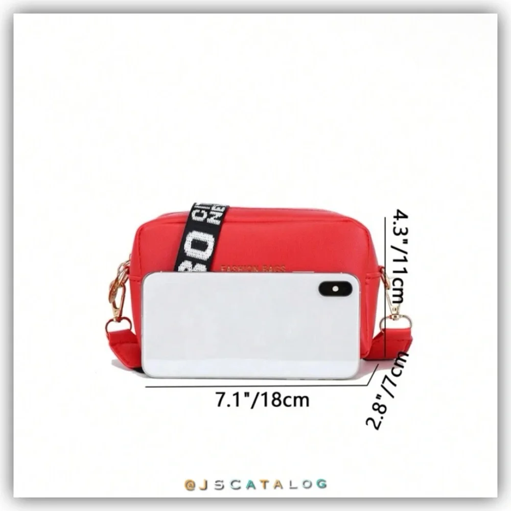 NEW Red Leather Crossbody Purse Bag